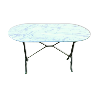 Marble and cast iron bistro table