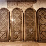 Set of 4 decorative carved glass windows from the 1900s