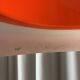 Lampe pendentif orange de l'âge spatial vintage 1973 – Chrome et acrylique