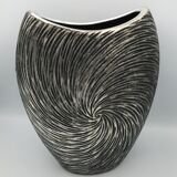 Vase in ceramic form and silver modernist effects 26.5 cm
