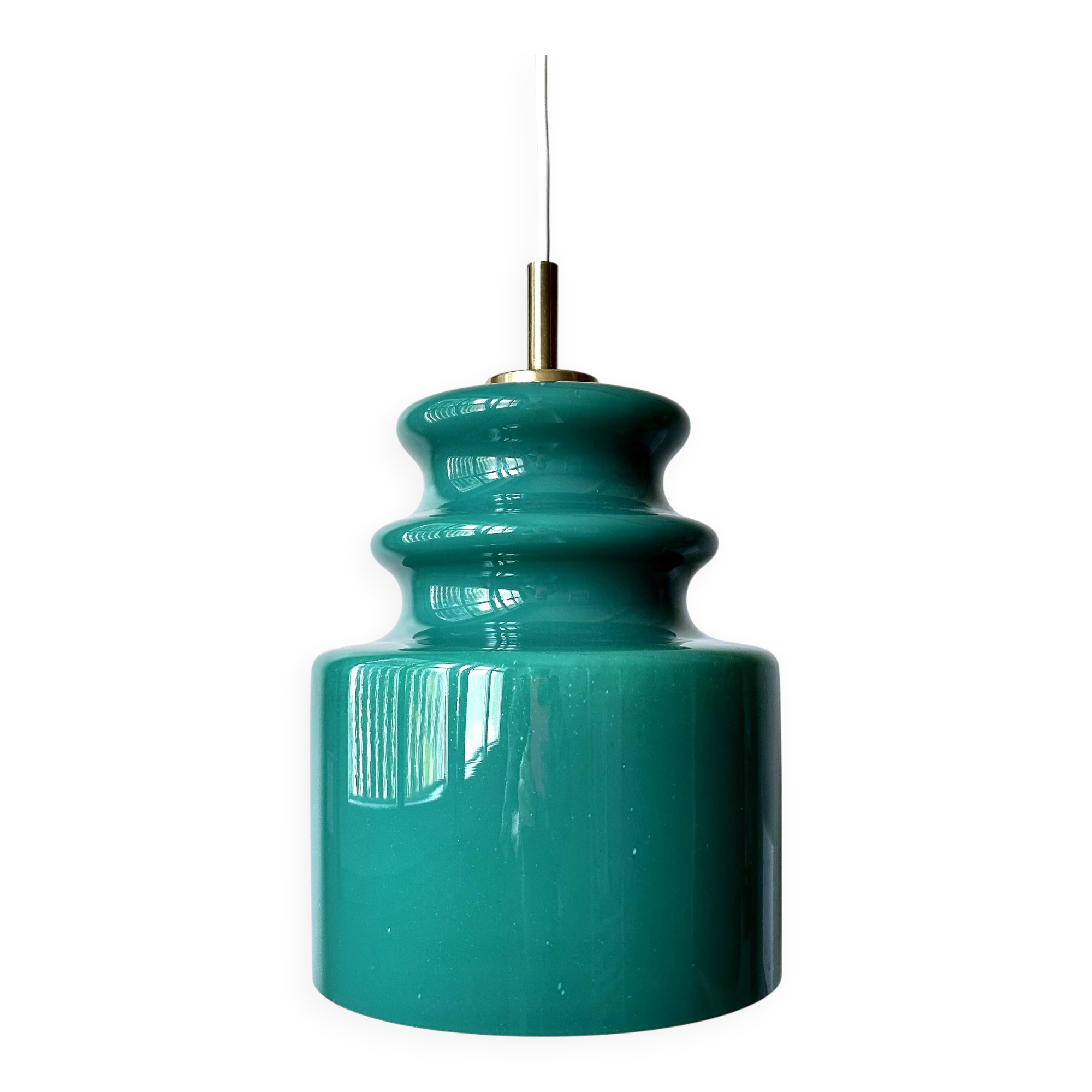 Pop Art Peill & Putzler Lamp, Green Glass Pendant Light, 1960s