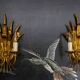 Pair of Hollywood Regency Style Gilt Metal Wheat Sheaf Wall Sconces, 1970s