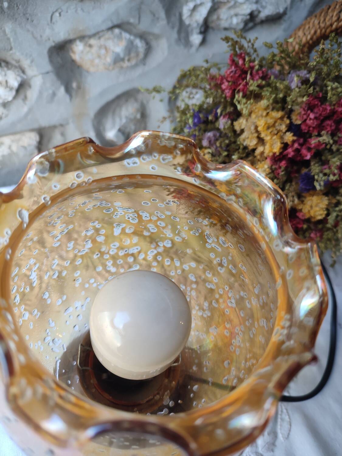 Vintage tempered glass table lamp