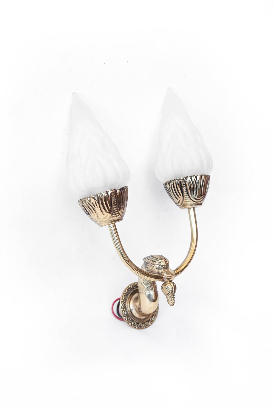 vintage duck brass wall light, brass torch light, flame globe, lighting, decoration