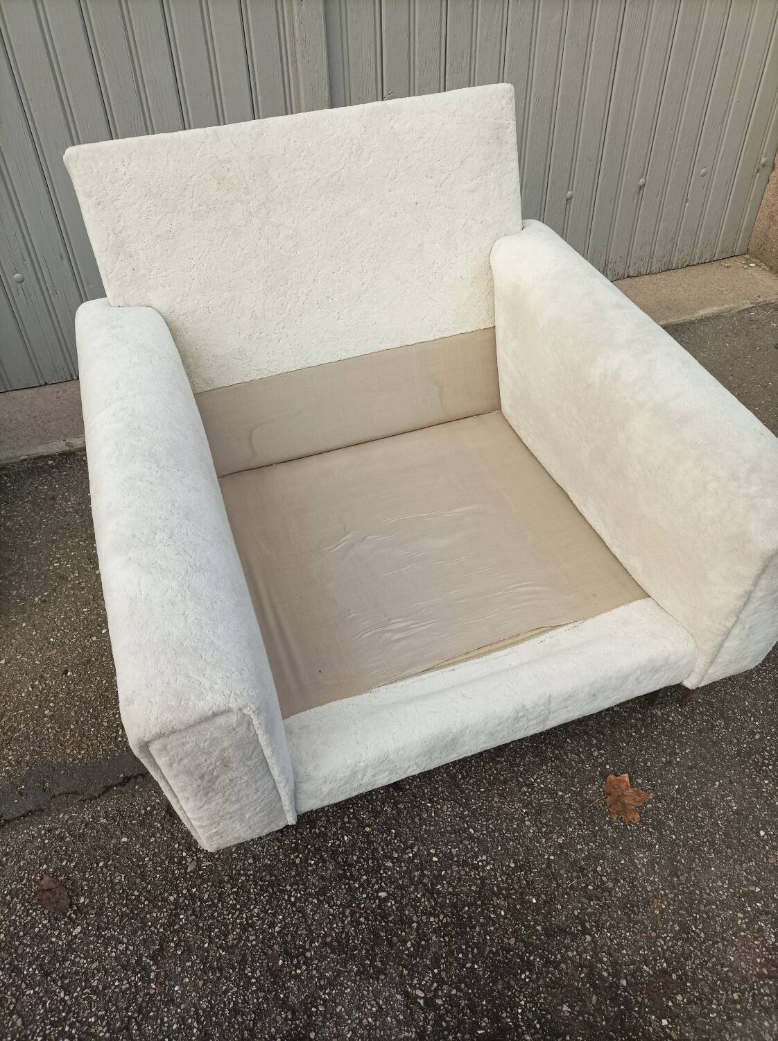 Vintage white fabric armchair