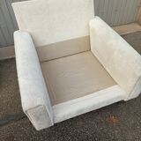 Vintage white fabric armchair