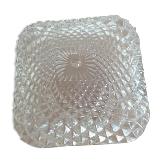 Plafonnier en verre moulé de forme carré en pointe de diamant