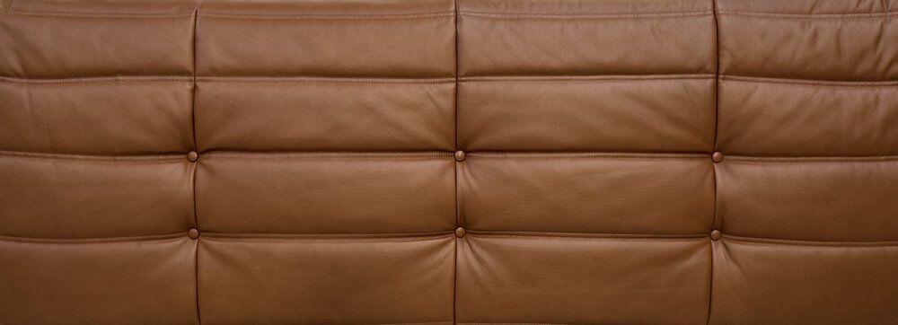 Togo Sofa in Brown leather attributed to Michel Ducaroy for Ligne Roset.