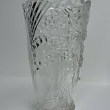 Glass vase with stylized flower pattern