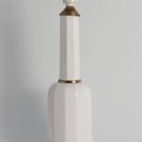 White Opaline Glass & Brass Heiberg Table Lamp, Denmark, Mid-19th century
