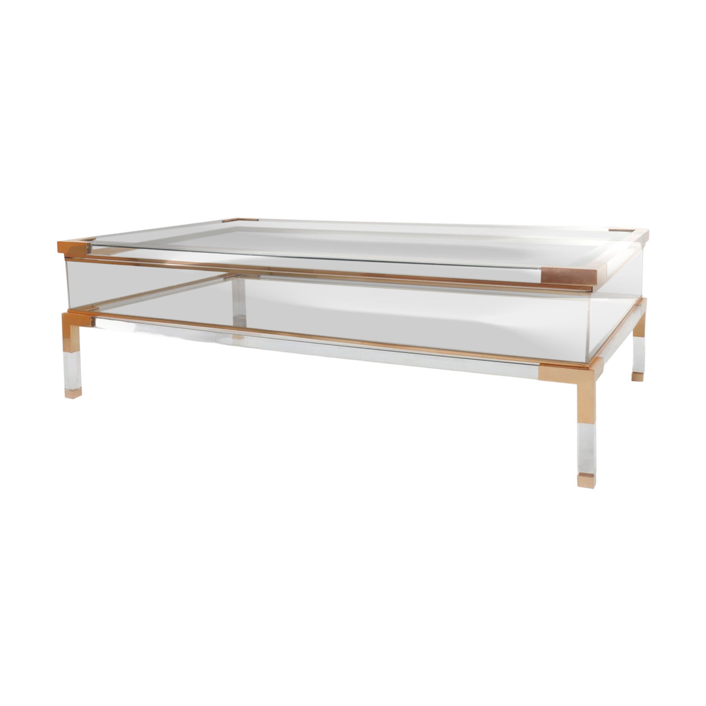 Sliding table in lucite and brass, Jansen House style