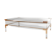 Sliding table in lucite and brass, Jansen House style