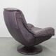 Italian dark purple leather swivel lounge chair, 1980s
