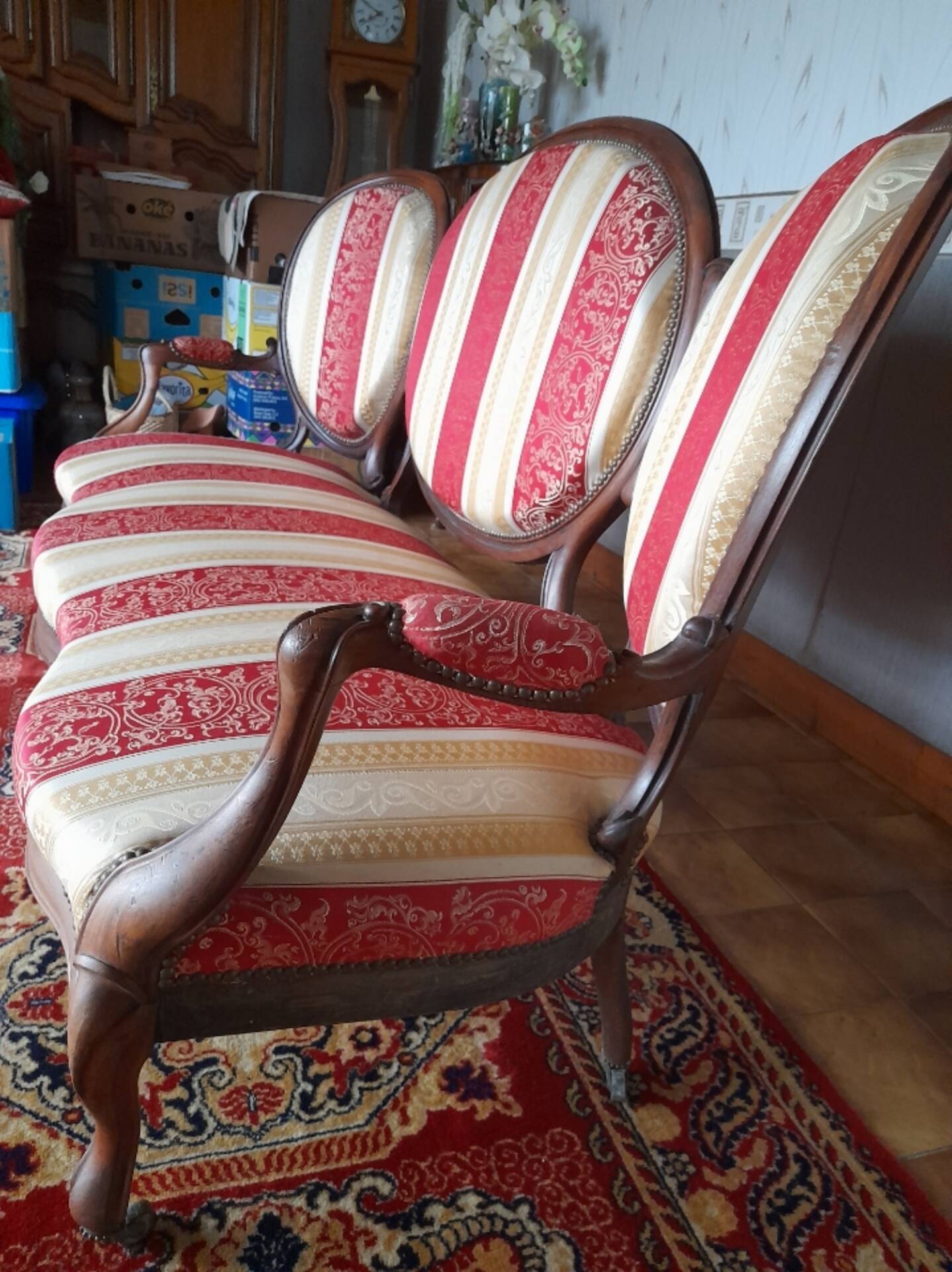 Exceptional Three-Seater Sofa Napoleon III - Triple Medallion - Style