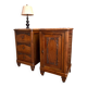 Pair of Art Deco bedside tables from 1930 in carved wood and red marble