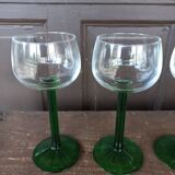 Vintage green-stemmed Alsace wine glasses