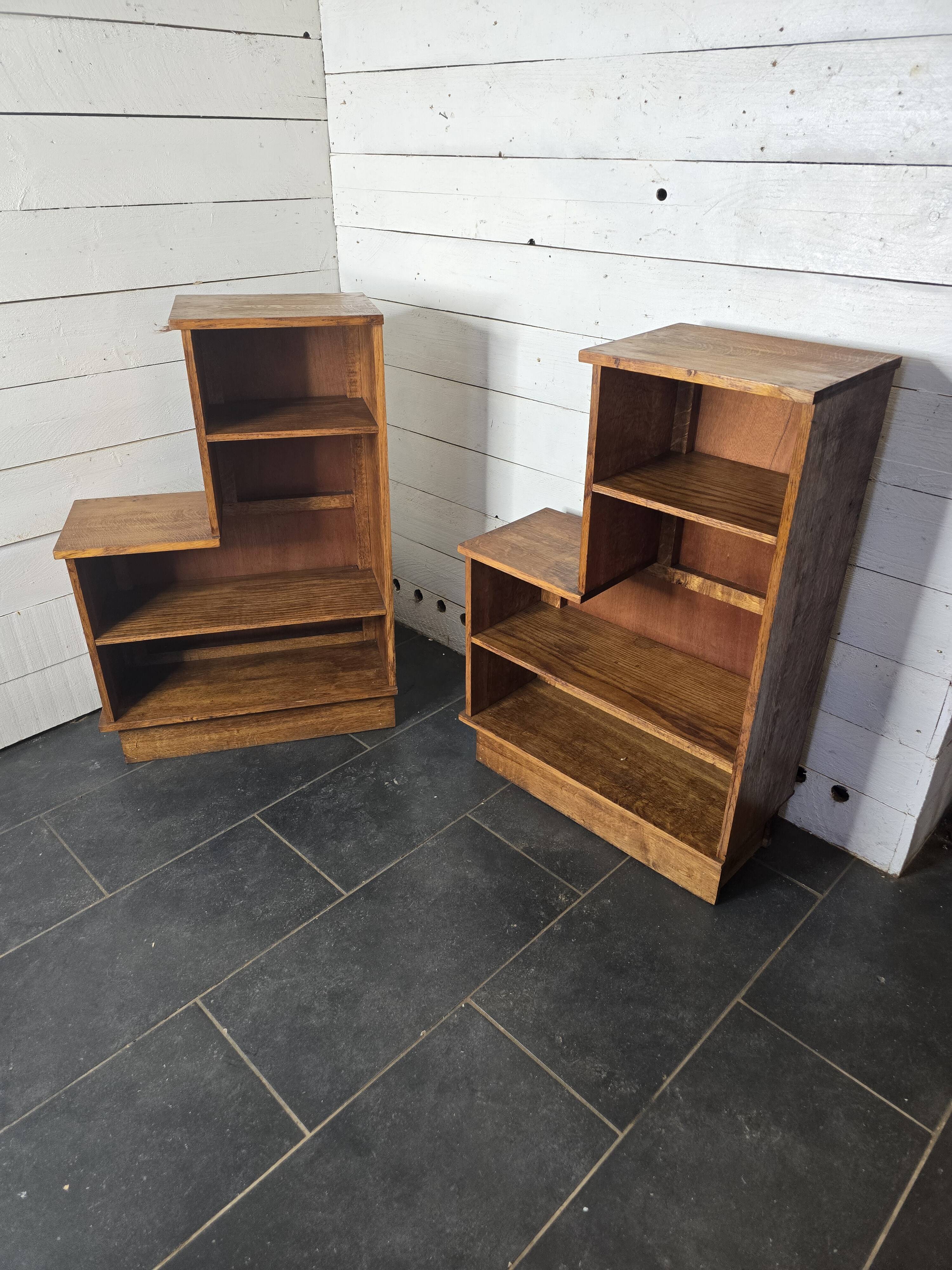 Pair of 1960s solid oak bookcases