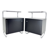 Pair of Art Deco Tubular Bedside Tables, Czechoslovakia