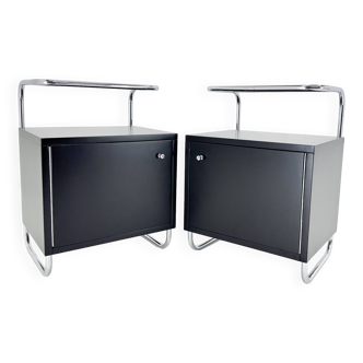 Pair of Art Deco Tubular Bedside Tables, Czechoslovakia