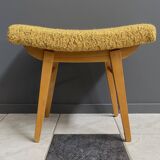 Tabouret, repose-pieds en laine jaune, années 1960