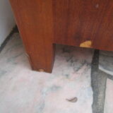 Low art-deco wood and marble chest of drawers