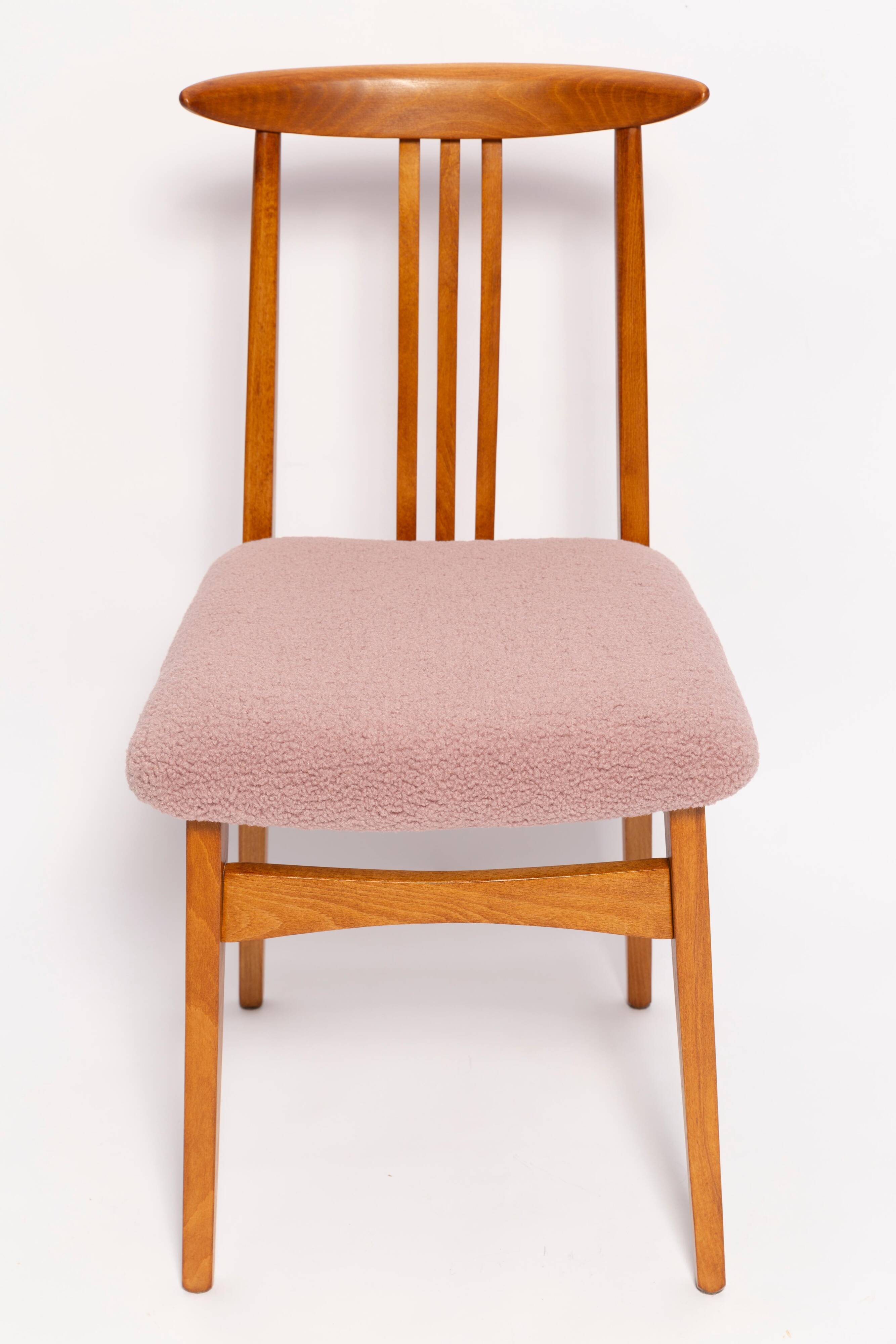 Powder pink boucle chair from the mid-century by M. Zielinski, Europe, 1960s.