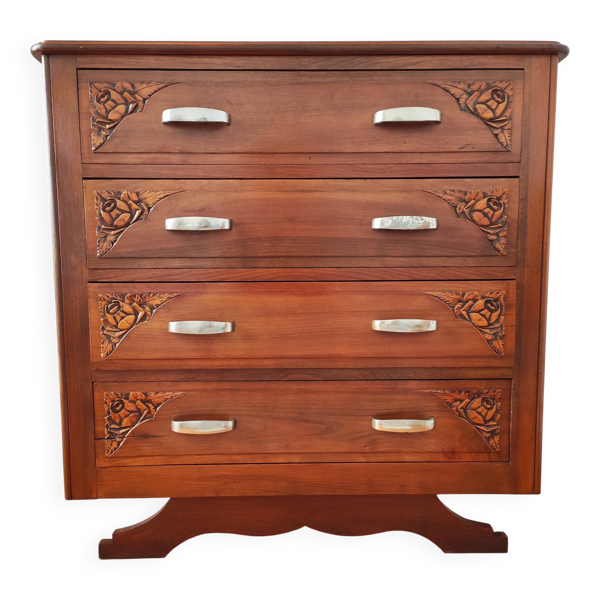 Commode Art déco en noyer massif