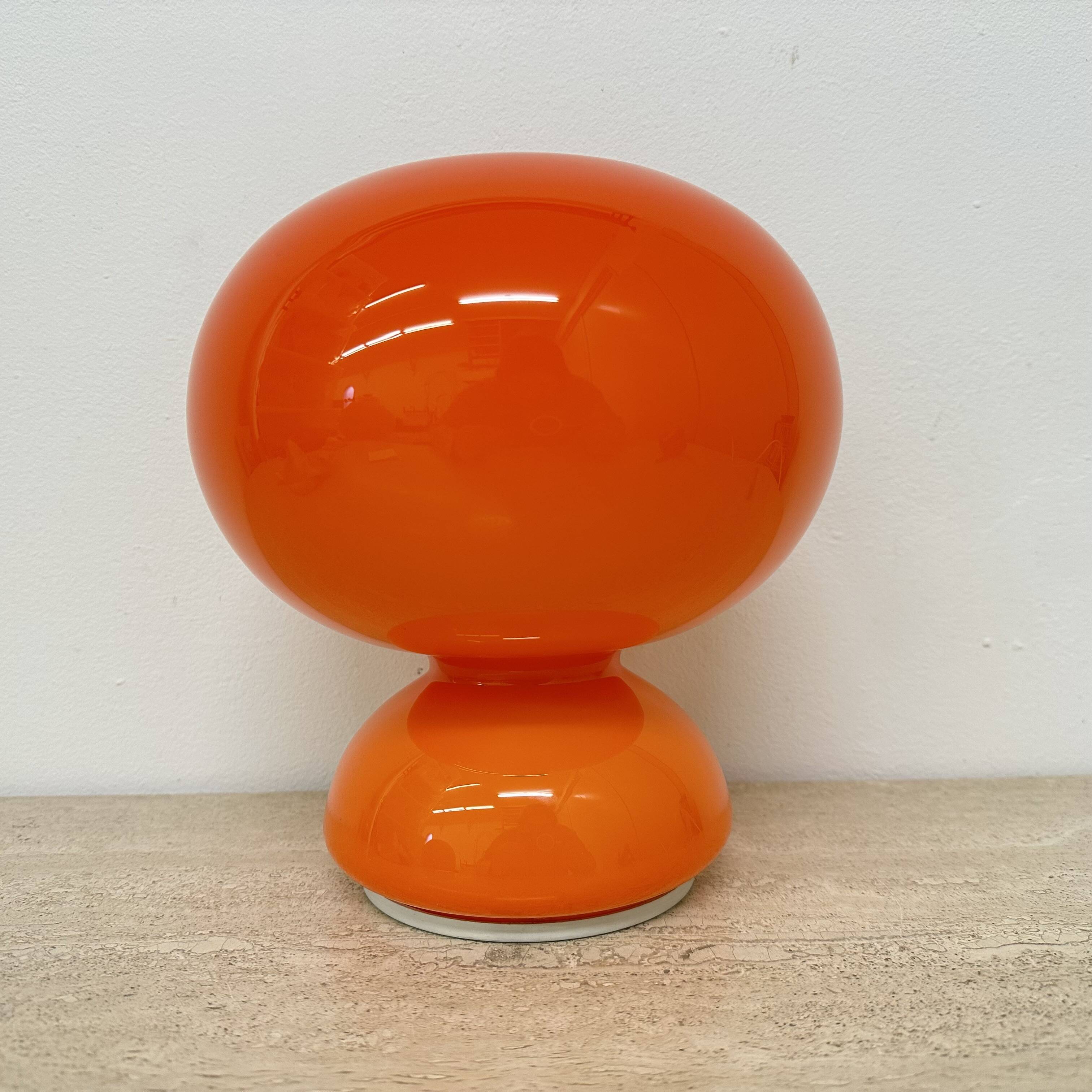 Space age orange glass table lamp , 1970s