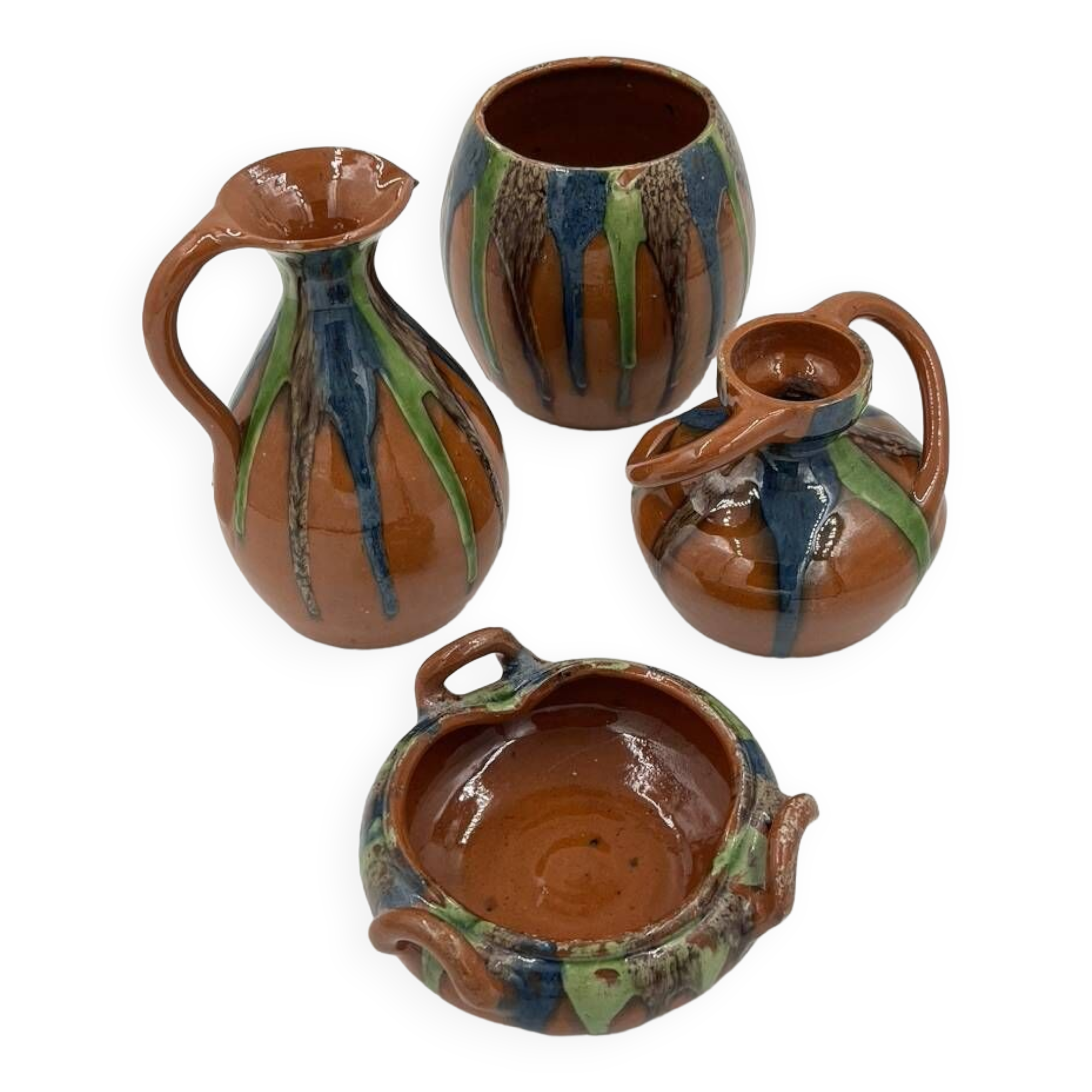 Set of 4 Flemish art nouveau stoneware
