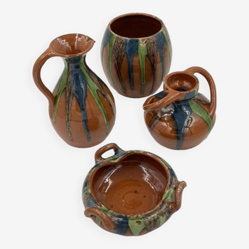 Set of 4 Flemish art nouveau stoneware