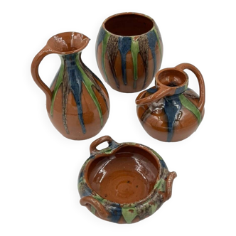 Set of 4 Flemish art nouveau stoneware