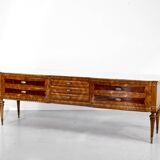 Buffet italien en noyer, marbre de Carrare et laiton, années 1950