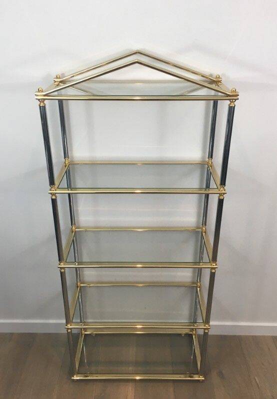 Neoclassical shelf with silver gunmetal patina and gilt metal