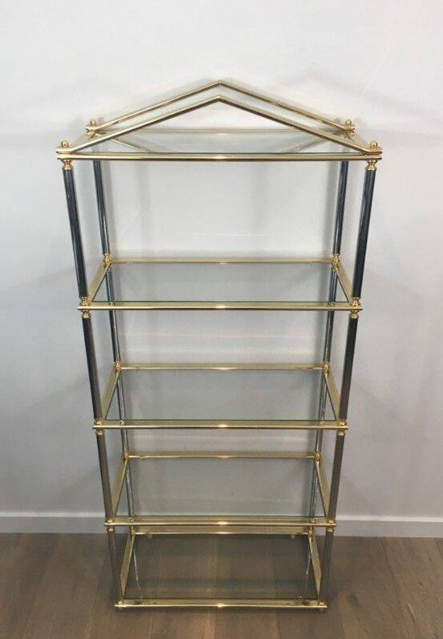 Neoclassical shelf with silver gunmetal patina and gilt metal