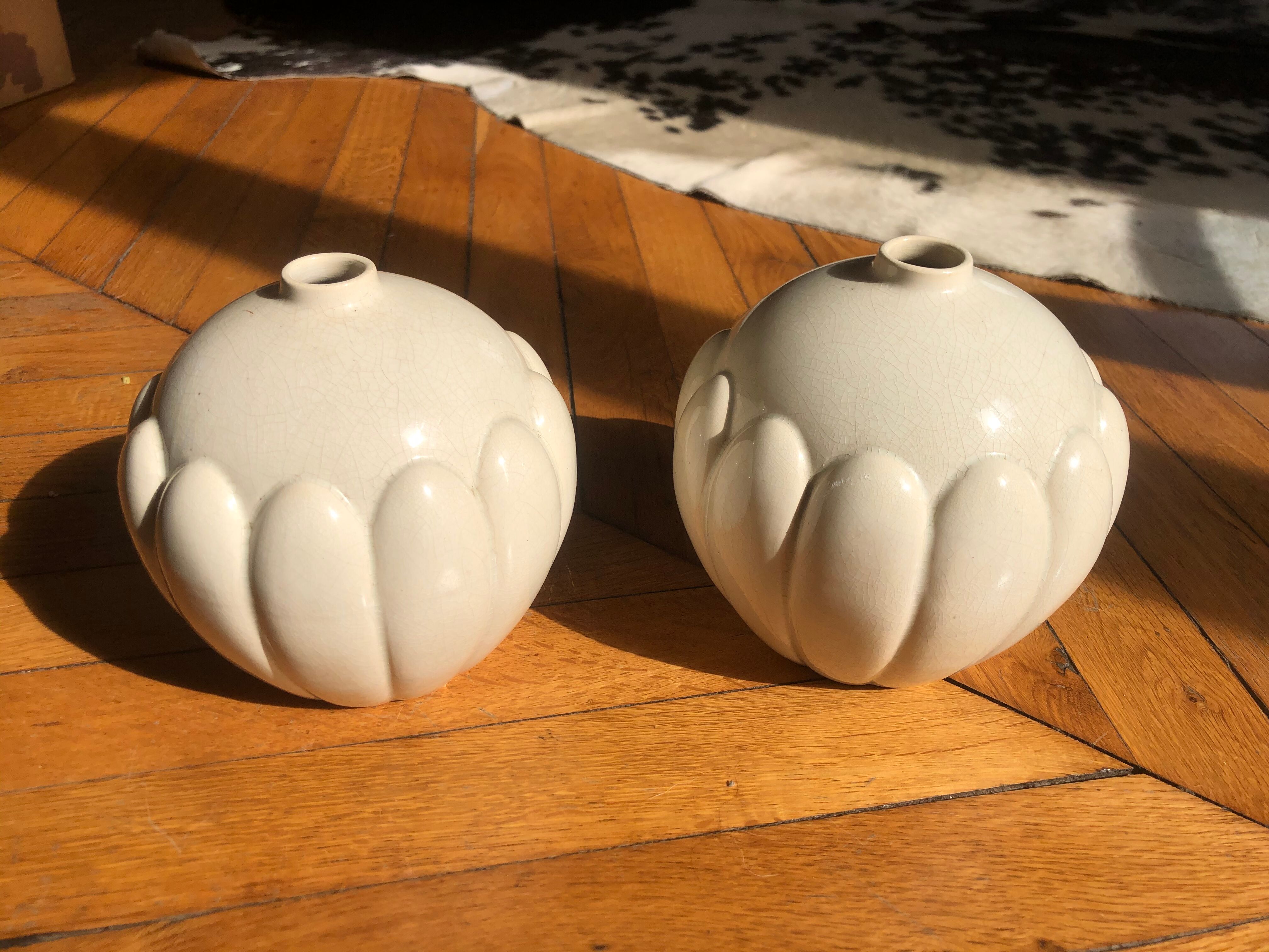 Art deco earthenware ball vase of saint clement