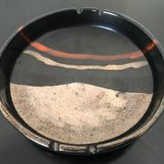 Vintage Italy red orange black ceramic ashtray 1970 Bitossi for Raymor