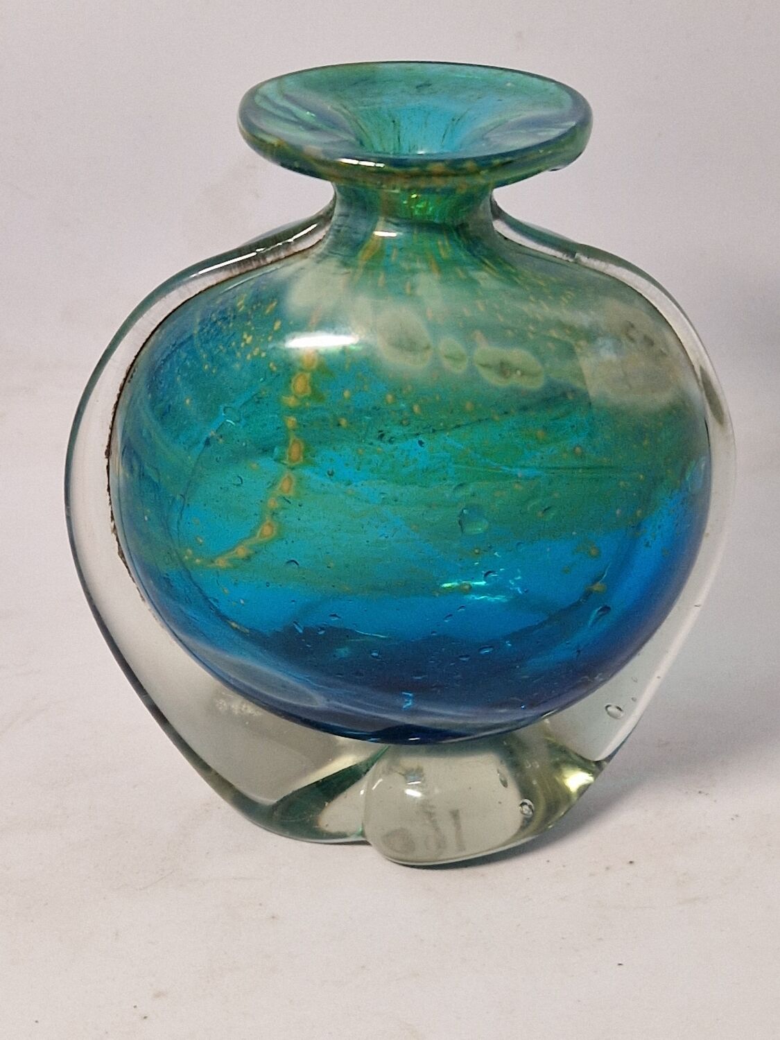 Blue vase signed MDINA Michael Harris