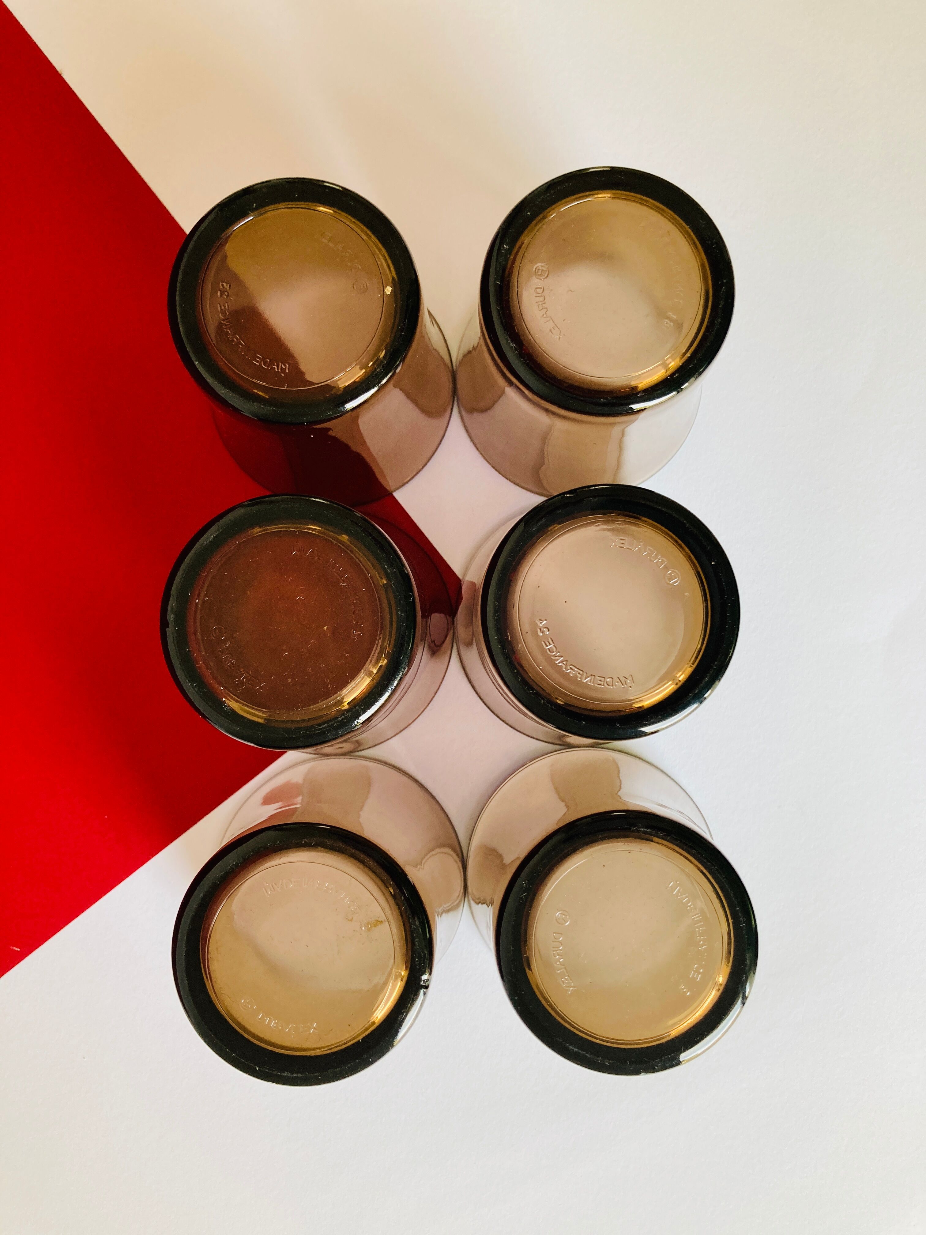 Lot of 6 smoked glasses duralex vintage 70s - retro - kitchen