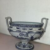 Delft earthenware planter with mill decoration