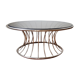 Table basse ronde chrome et verre fumée
