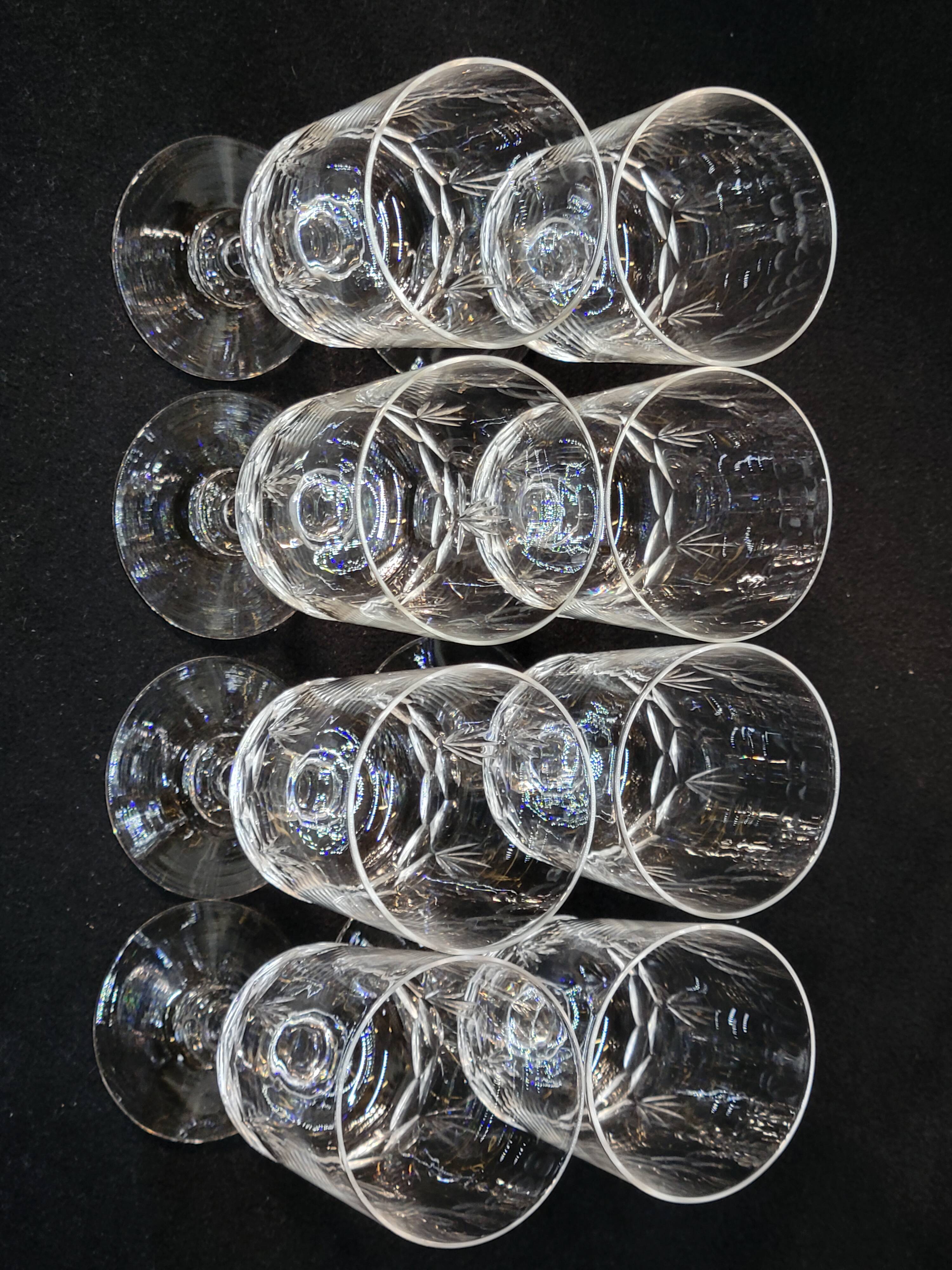 8 antique baccarat crystal wine glasses cut engraved 10742