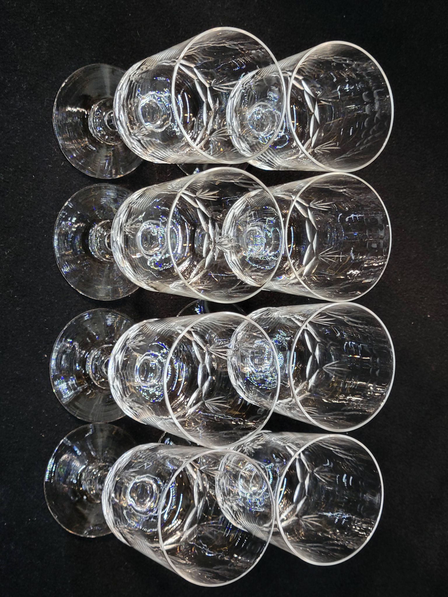 8 antique baccarat crystal wine glasses cut engraved 10742