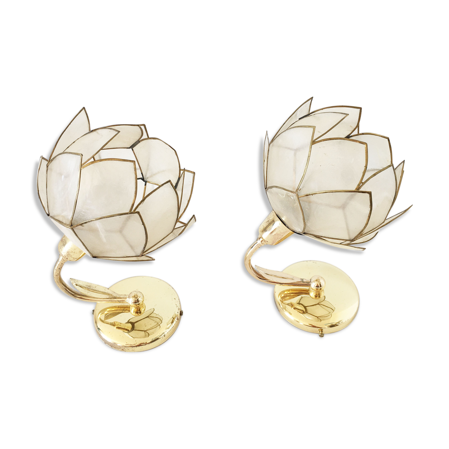 Pair of mother-of-pearl flower sconces