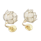 Pair of mother-of-pearl flower sconces