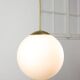 Large mid-century italian opaline & brass sphere pendant lamp