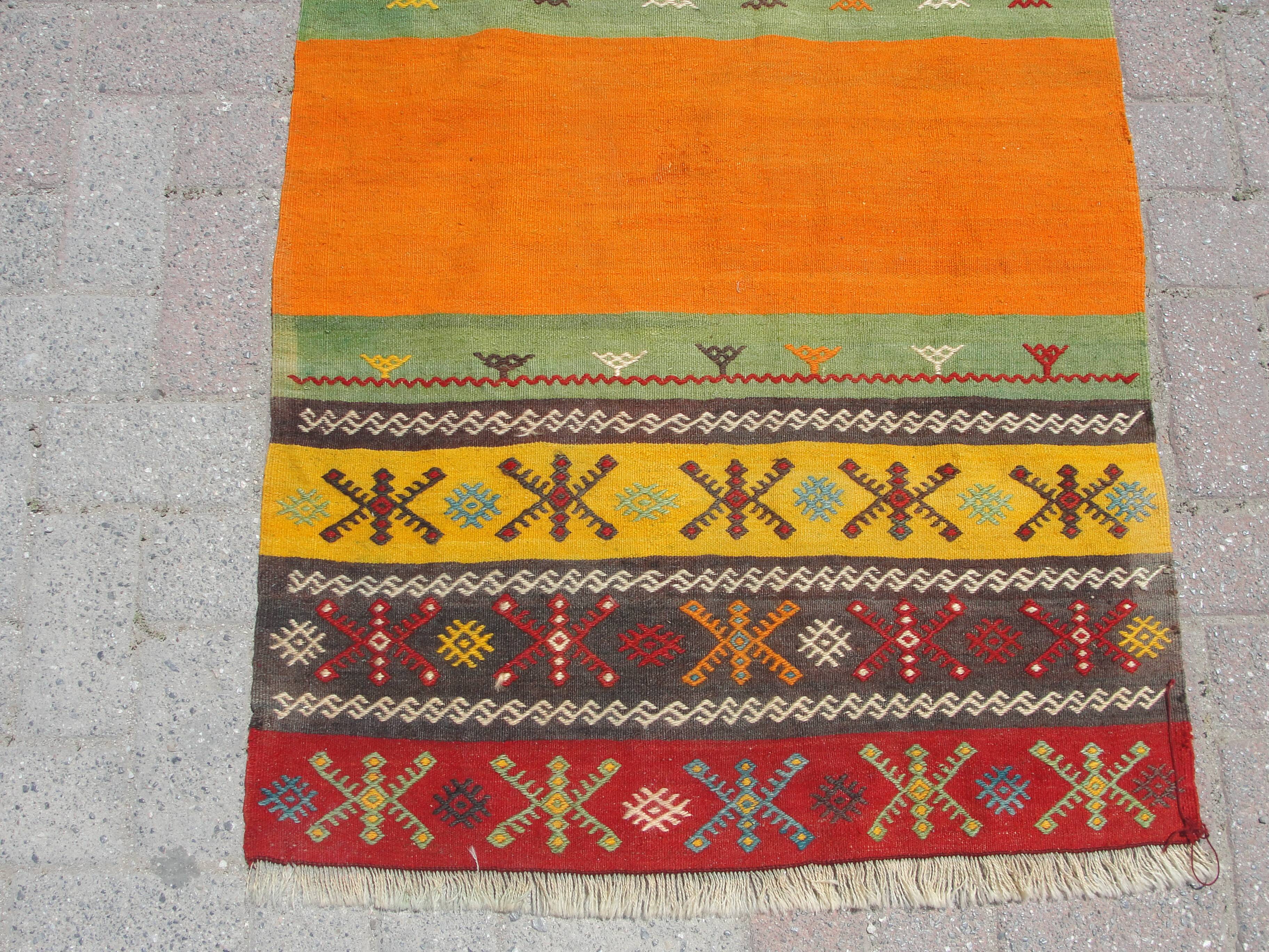 Handmade wool runner kilim rug