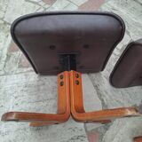 Set of 80s footrests in wooden skai