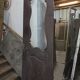 Old glass shop door in oak