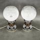 Pair of 1960s Italian Murano Glass, Chrome and Wood Table Lamps