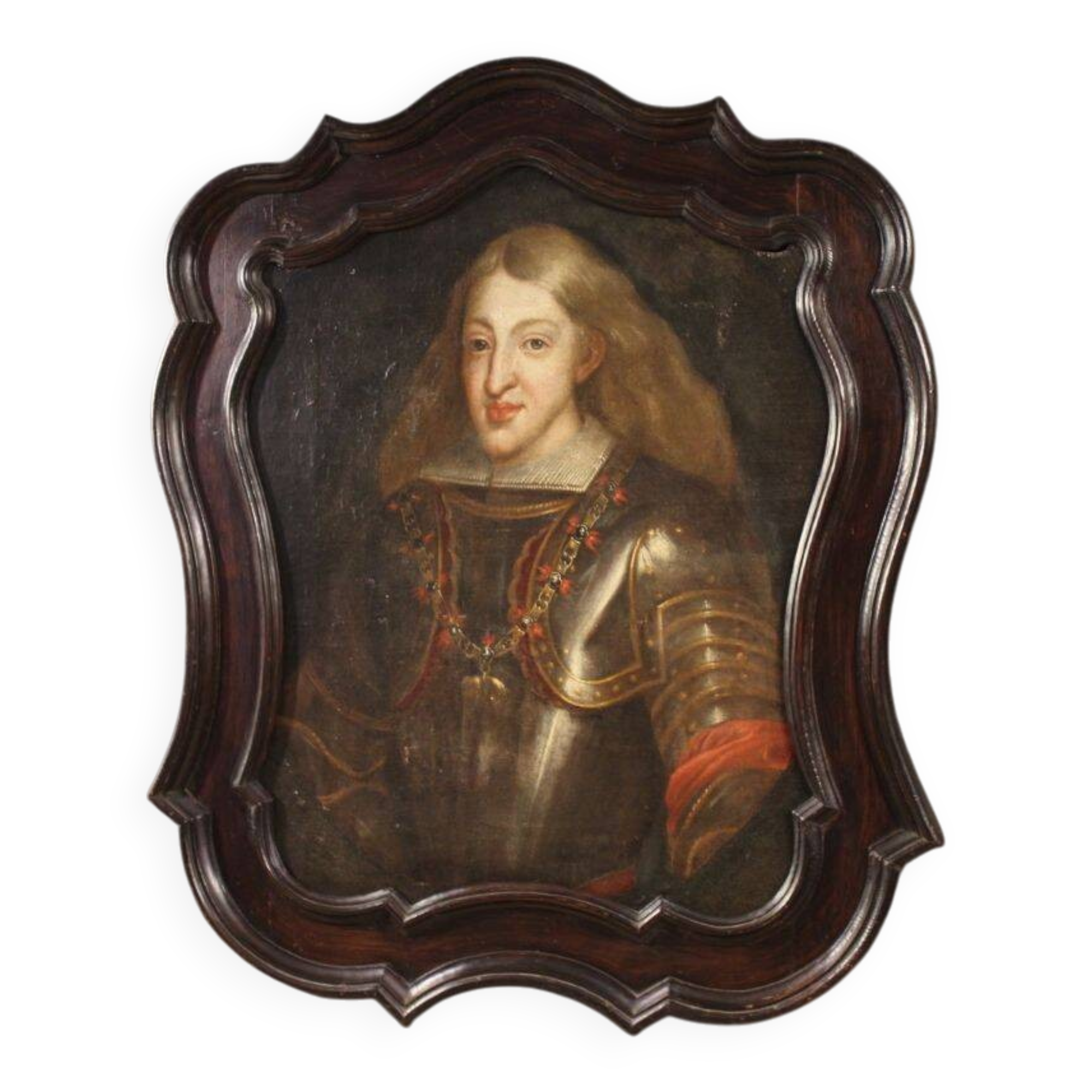 Antique Spanish portrait from the 17th century, Charles II of Spain